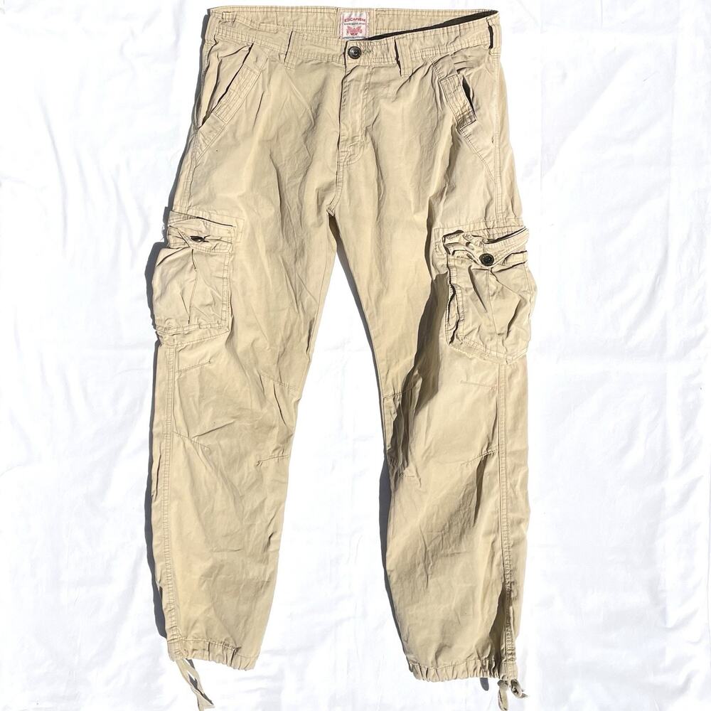 Vintage Escapism Hand Made Cargo Pants Mens 36X32 Beige
